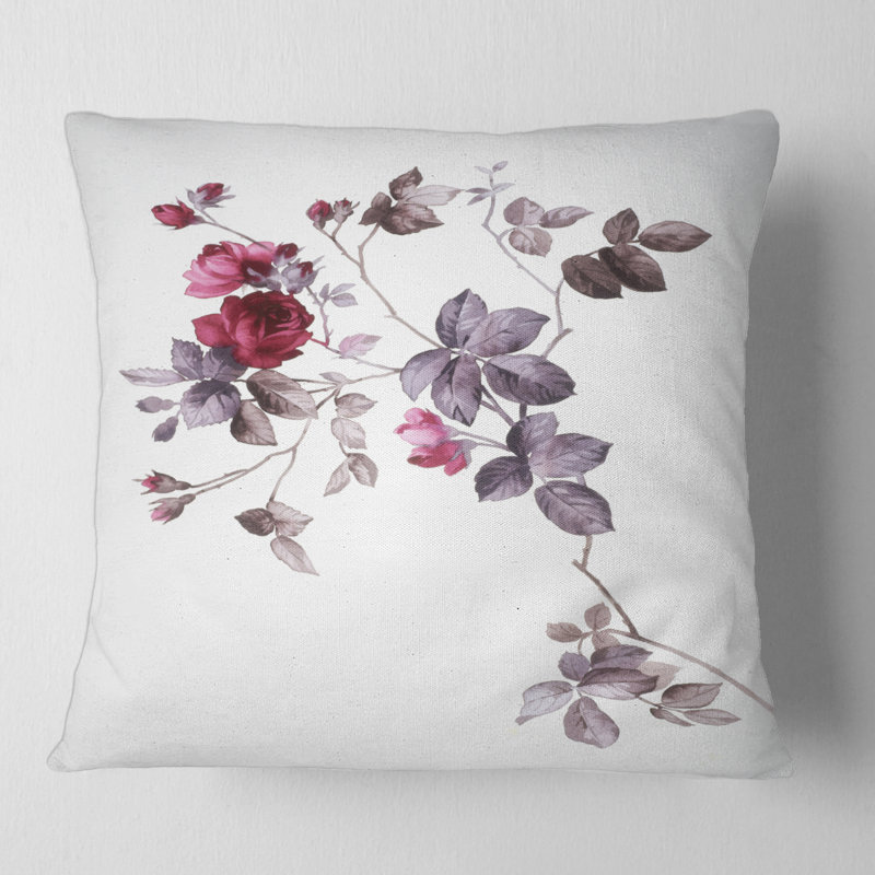 Mauve Wildflowers II - coussin traditionnel imprimé, 18" x 18"