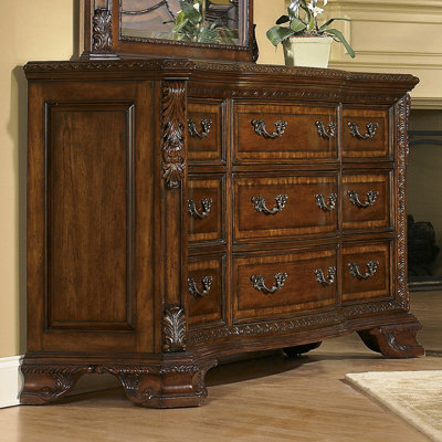 Old World 74.02'' W 9 - Drawer Dresser