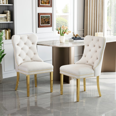 Velvet Upholstered Tufted Parsons Dining Chair With Nailhead Trim (Set Of 8)