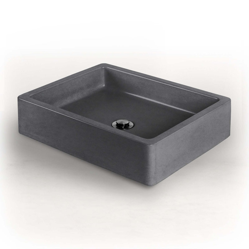 Newterra Handmade Rectangular Vessel Bathroom Sink, Charcoal