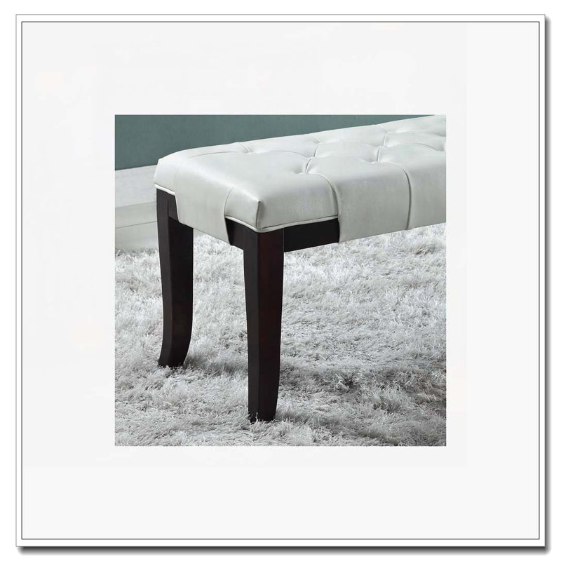 Upholstered Tufted Dining Bench, White