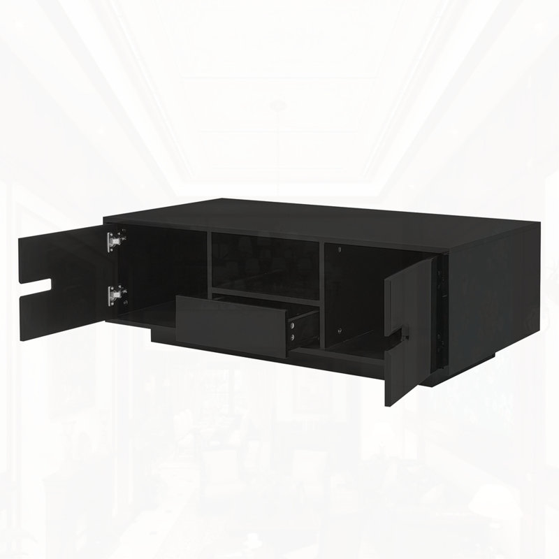 Table basse moderne ultrabrillante, Noir