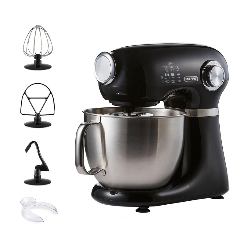 GEEPAS 1000W 5L Stand Tilt-Head Food Mixer, Black
