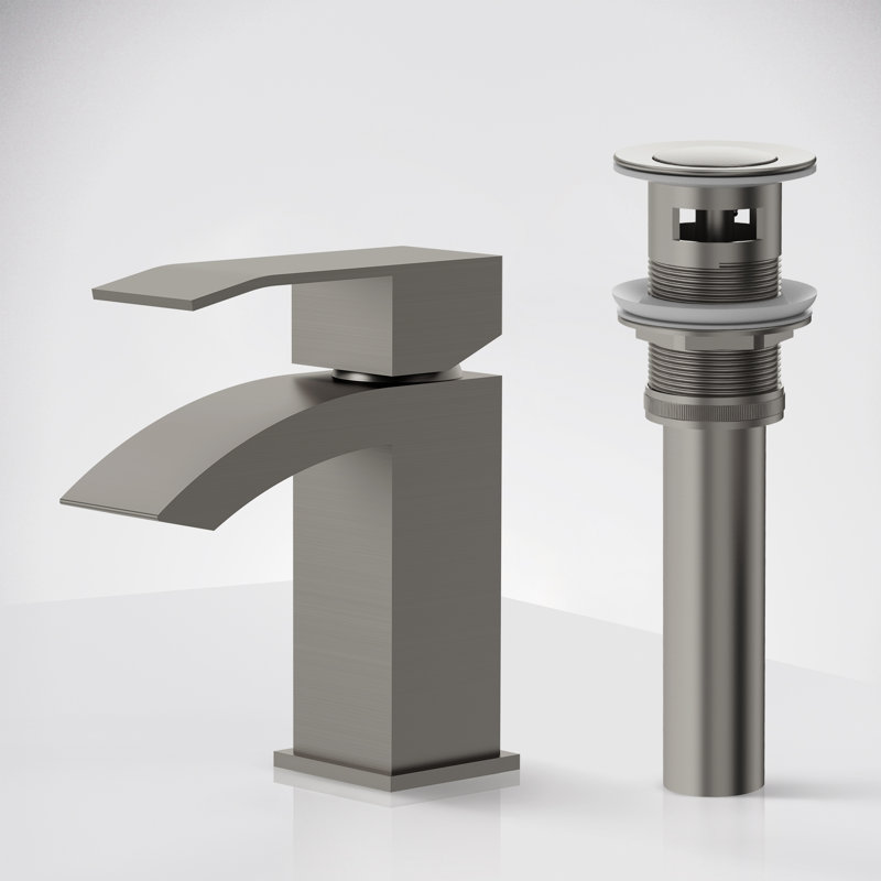 Single Hole Bathroom Faucet, Single Handle Sink Faucet with Drain Assembly, Brushed Nickel