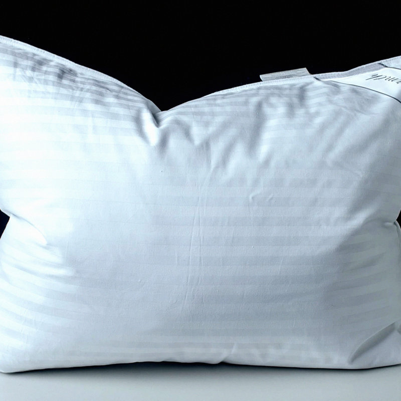 Luxury Down Comfort Pillow - Premium Cotton Supportive Bed Pillow - Soft Goose Down Fill - Stripe White - Standard Size