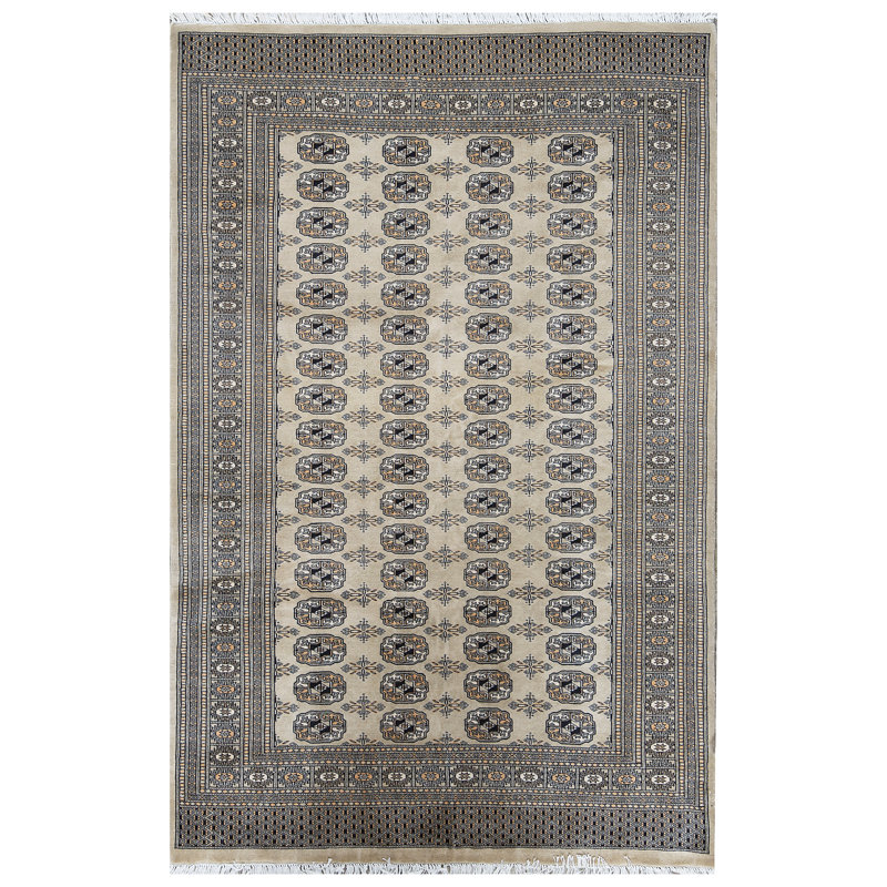 Tapis gris et vert noué à la main de haute qualité
