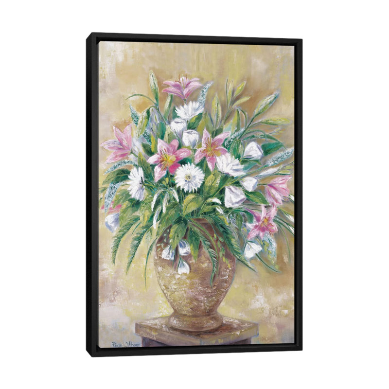 «  "fragrant" floral », reproduction sur toile, H 26 po x l 18 po x P 1,5 po, Toile avec cadre noir, Pas de tapis