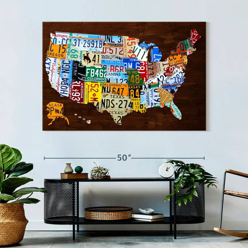 Carte de plaque minéralogique Aliaz États-Unis d'Amérique 2018, H 34 po x l 51 po