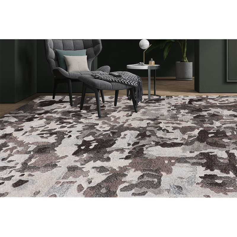 Hand Woven Wool Abstract Area Rug, Rectangle 3' x 5'