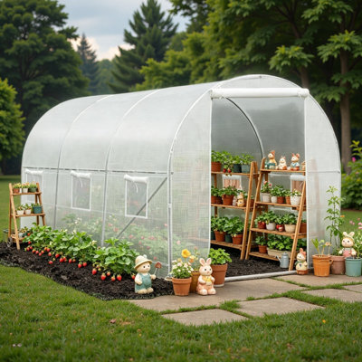 Garden Greenhouse,Walk-in Tunnel Greenhouse,Greenhouse with Roll-Up Windows