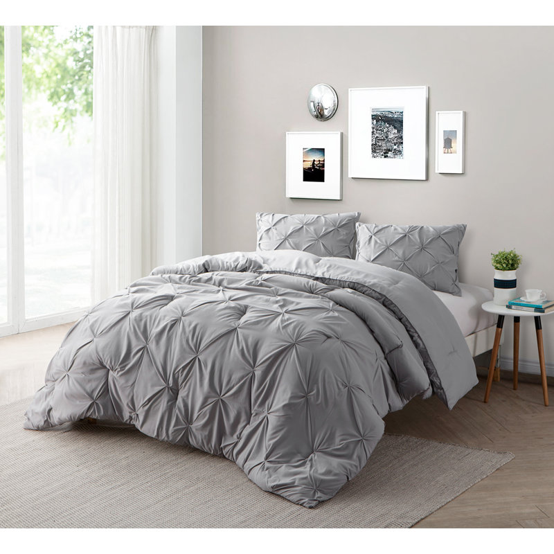 Microfiber / Polyester Comforter, Twin XL Comforter + 2 Shams, Gray