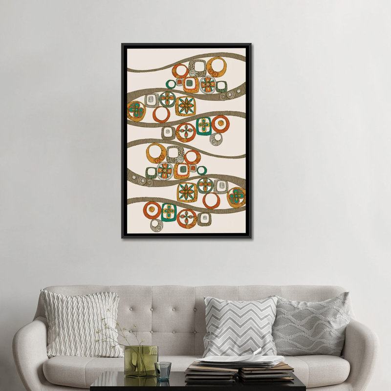Folk Pattern II, impression sur toile tendue, Toile avec cadre noir, H 48 po x l 32 po x P 1,5 po