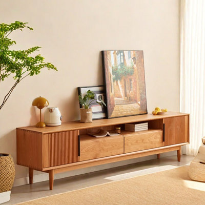 Japanese style design sense solid wood TV cabinet