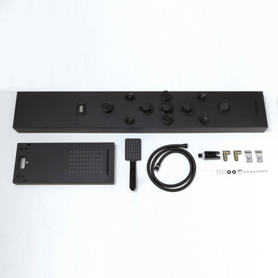 Dual 5-In-One Shower Tower Panel System With Rainfall Waterfall Shower Head,And Massage Body Jets In Matte Black
