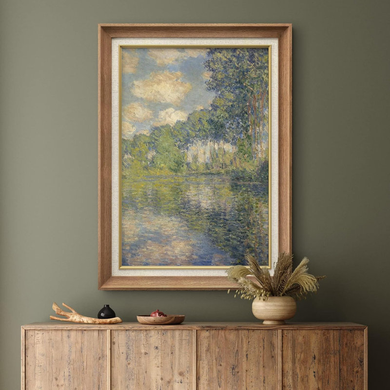 «Poplar Trees On The Epte» par Claude Monet - peinture sur toile encadrée, Naturel