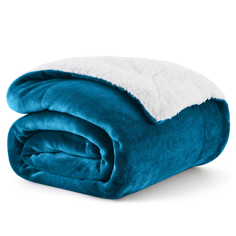 Sanborn Soft Reversible Sherpa Fleece Fur Thick Blanket Throw, 150cm x 200cm, Teal