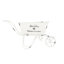 11.5 - Inches Deep, White, Wheelbarrow Shaped Planter, Small Live Succulents, Shelving Wide, Faux Florals, Tabletop