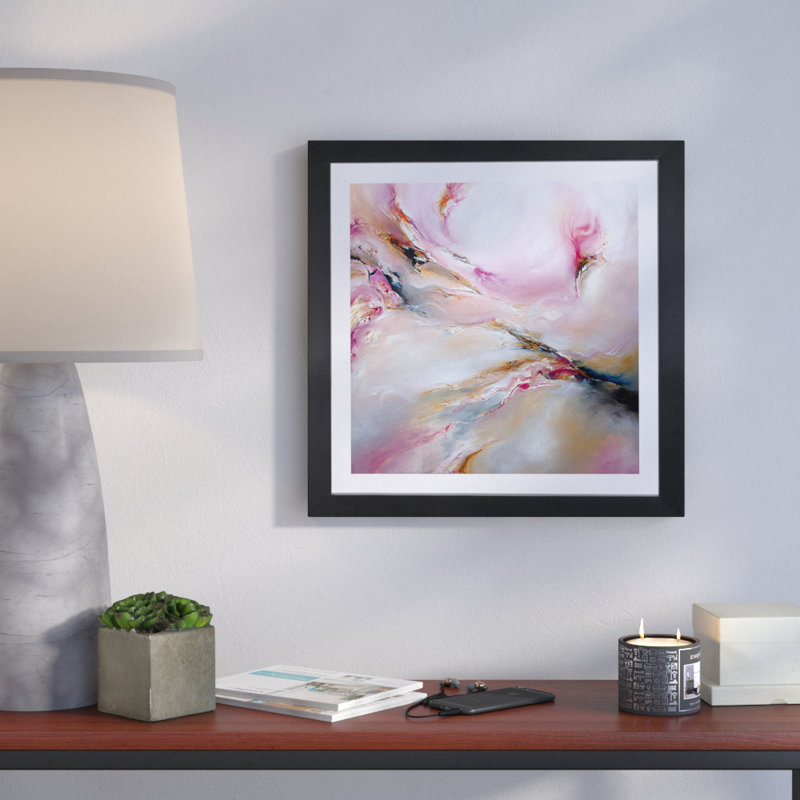 « rose brume », impression, Cadre blanc, H 16 po x l 16 po x P 1 po