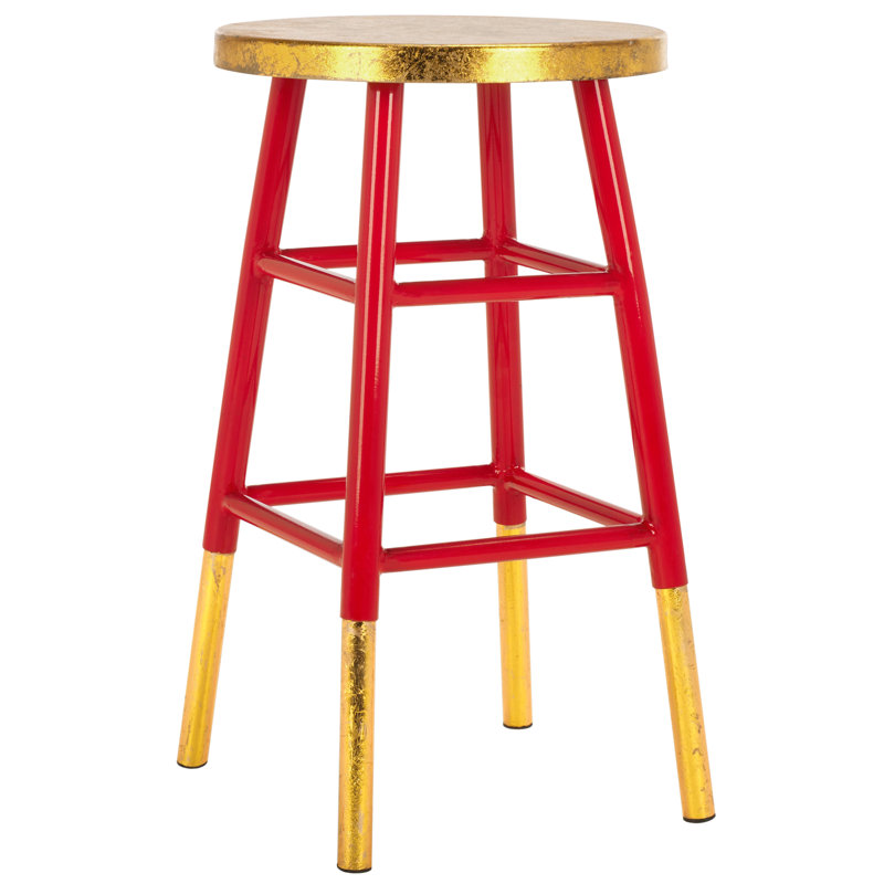 Tabouret de bar et de comptoir Amiaha, Rouge, Tabouret de comptoir (assise de 24 po de hauteur), Or