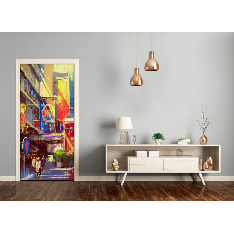 Colorful City Door Decal