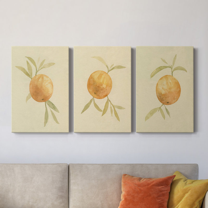 «Dappled Oranges I», toile tendue avec châssis de qualité supérieure - prête à être accrochée, H 48 po x l 96 po x P 1,5 po