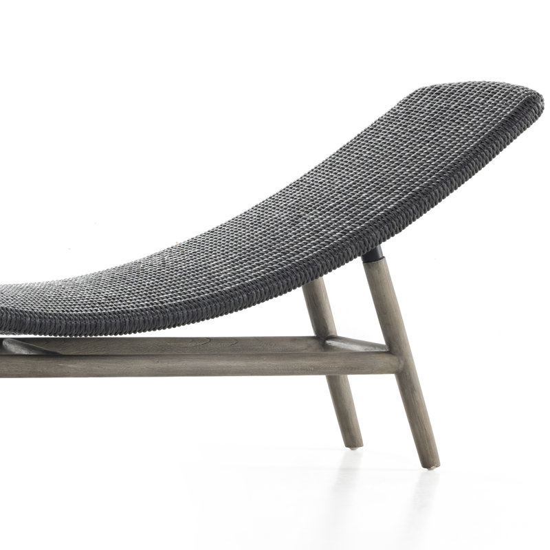 Portia Outdoor Teak Chaise Lounge, Coal, Weathered Gray Teak