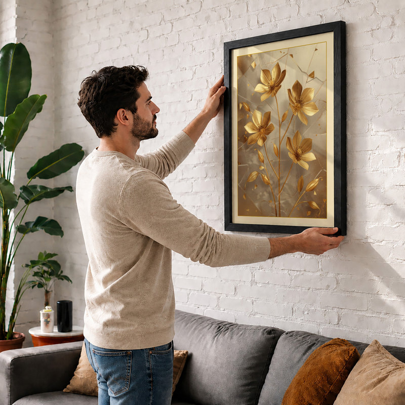 Golden Starflowers Botanical - Framed Print, Unframed, A1 - 84.1 x 59.4 cm
