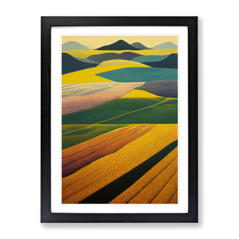 Wheat Field Stripes Vol.1 1 Piece Single Picture Frame Wall Art, 64cm H x 46cm W x 2cm D, Black
