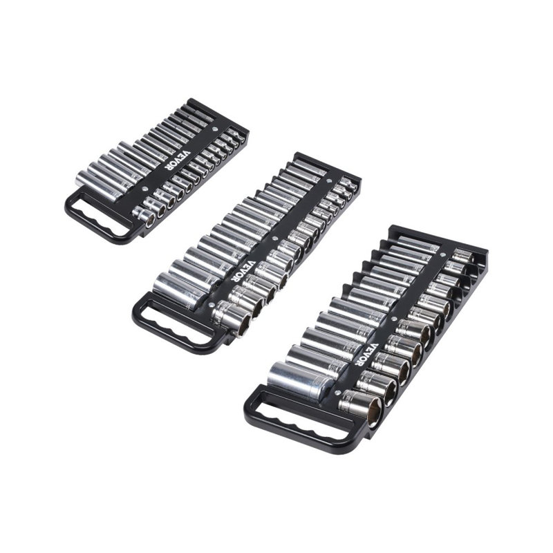 Ensemble d'organisateur de prises portatif 3-Pcs 76-Magnetic Socket Tray Metric / SAE
