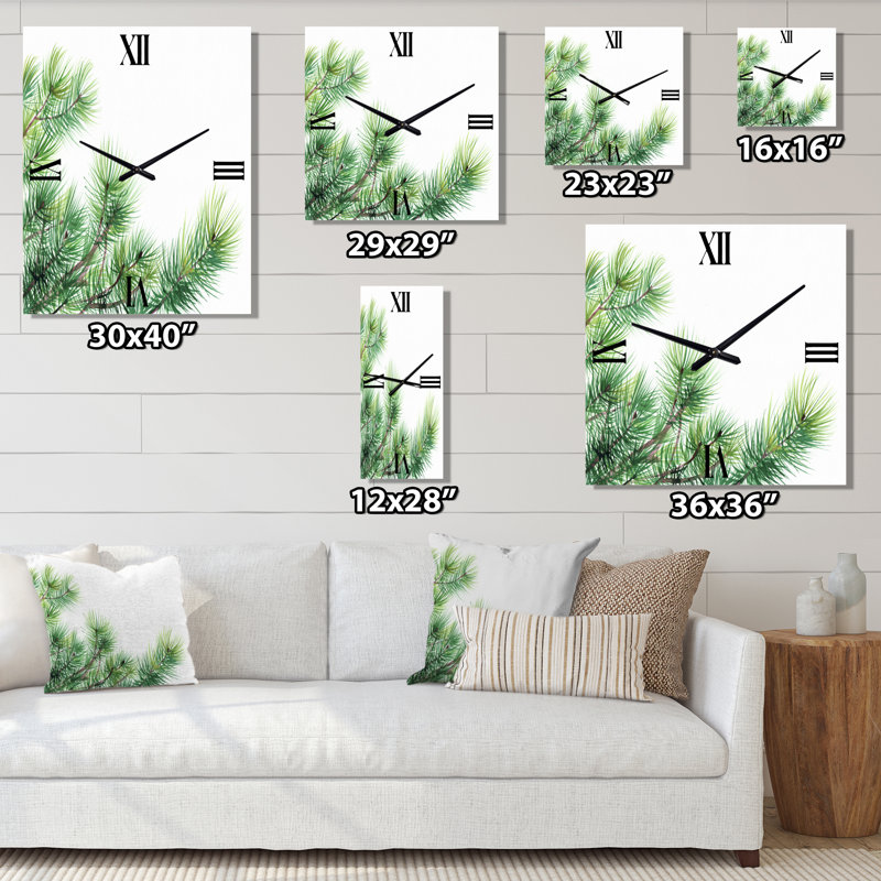 Pine Tree Branches - Traditional Wall Clock, Large
