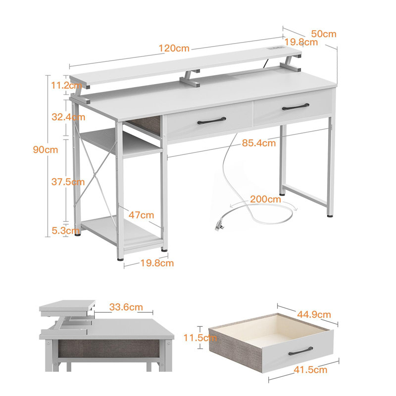 Birna Metal Base Computer Table, White