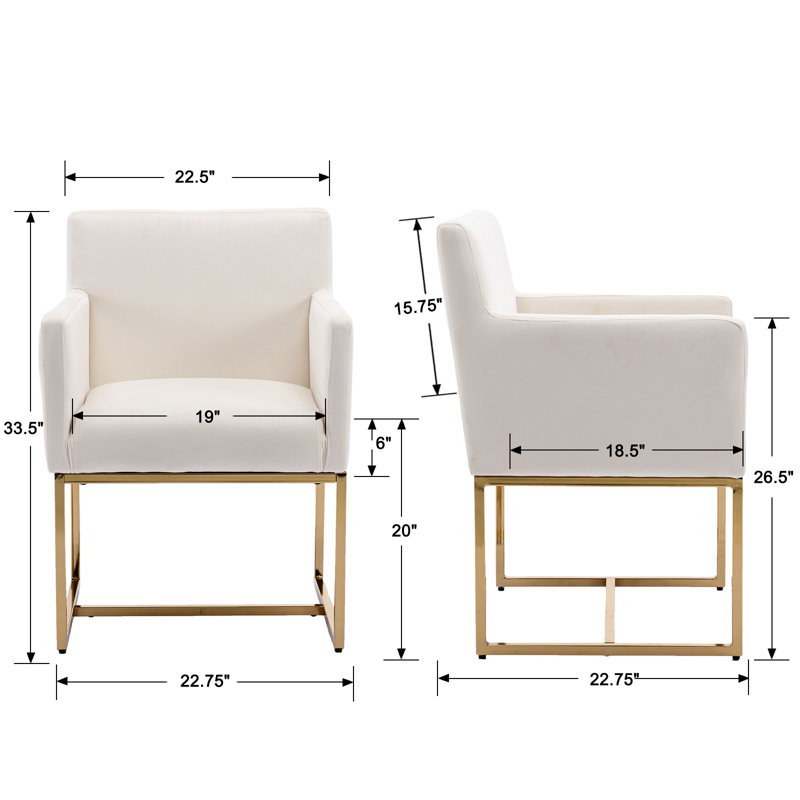 Chaise avec accoudoirs Thirlby, Or, Crème
