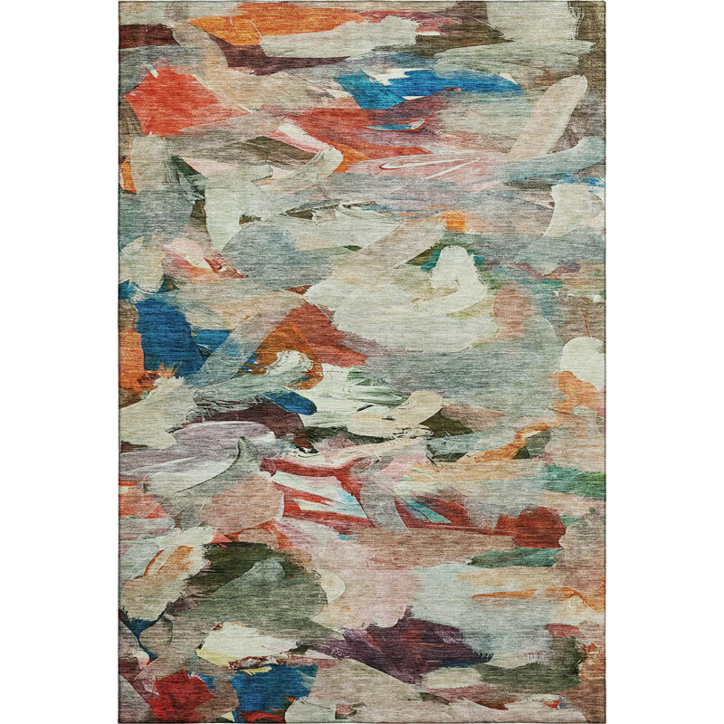 Premium Machine Washable Dahl AMF1075 Abstract Rug, Rectangle 3' x 5'