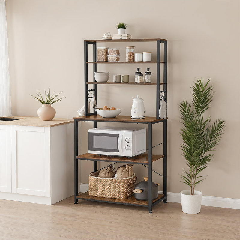 Îlot de cuisine en acier, H 65,7 po x l 31,5 po x P 15,7 po, Brun rustique / noir