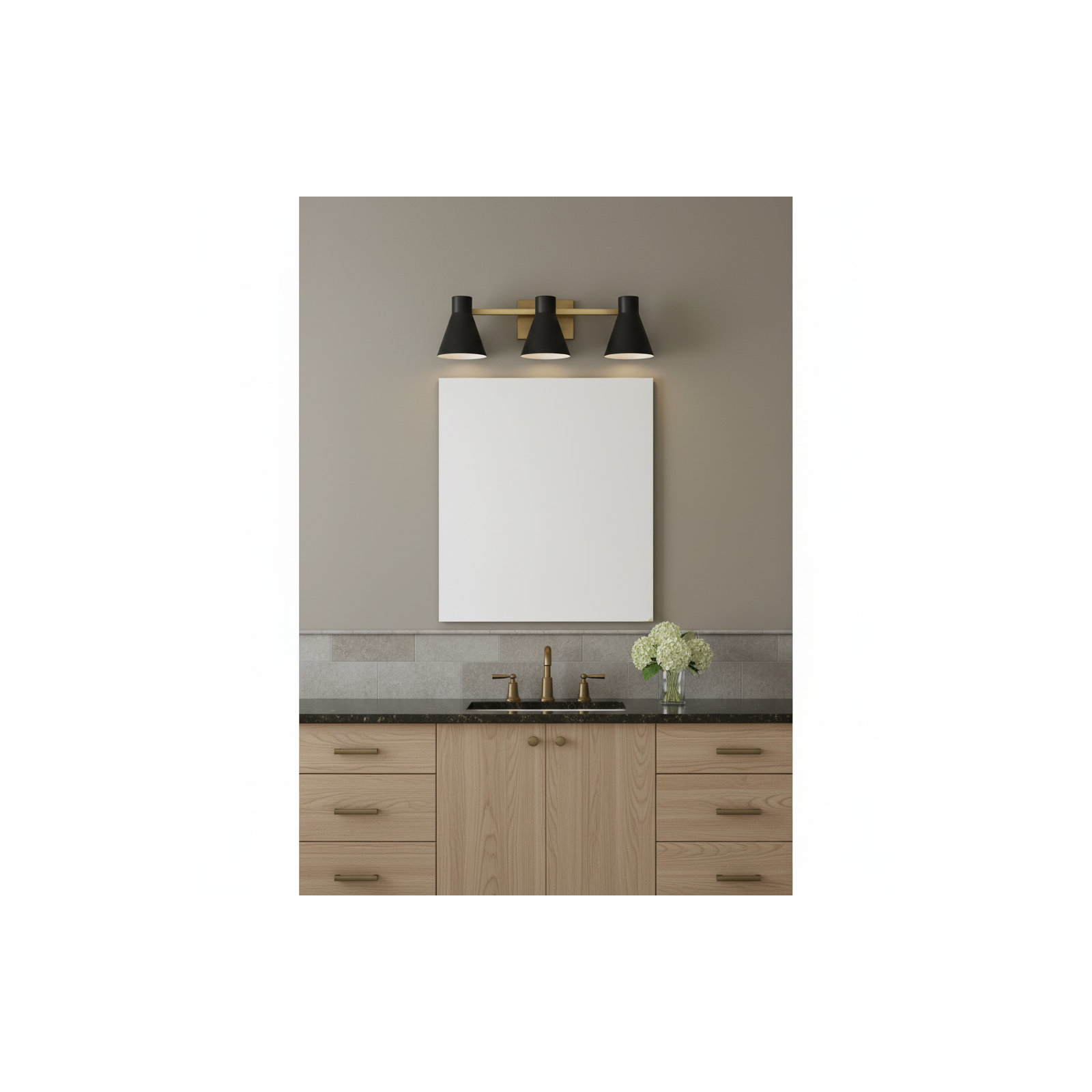 Byers 3-Light Dimmable Cone Vanity Light, Gold, No