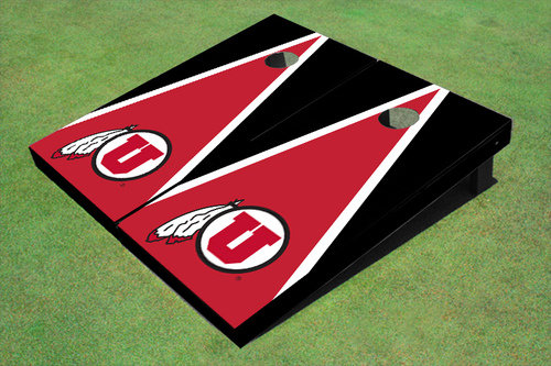 Ensemble de 10 planches de cornhole NCAA assorties NCAA, Université du Utah (U), Rouge / Noir