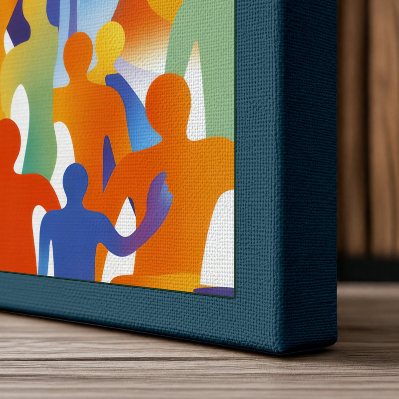 Gathered Together Modern - Wrapped Canvas, 30x20 - 76.2 x 50.8 cm, Teal Border