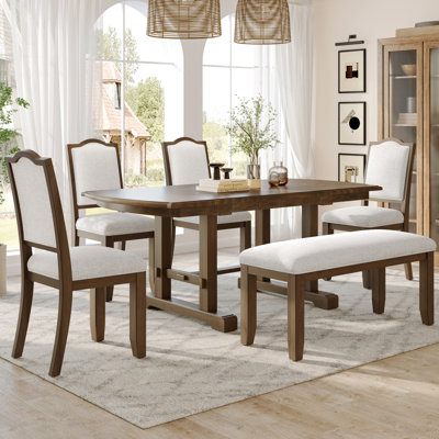 Table de salle à manger extensible 60"-78", table de cuisine en bois de style campagnard avec rallonge amovible, grande table extensible pour 4 à 8 personnes (brun)