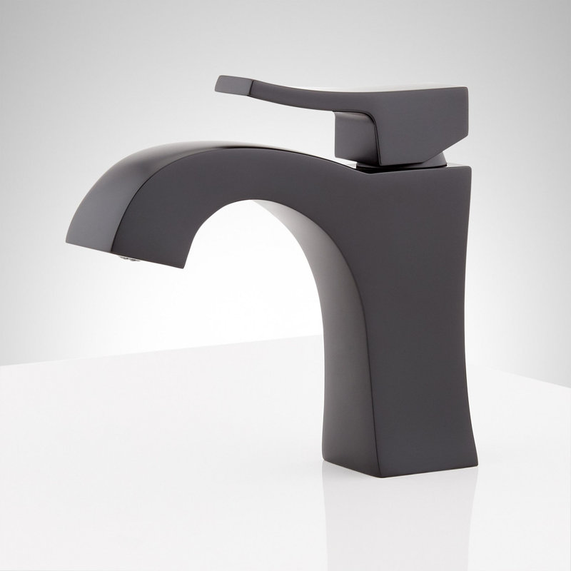 Robinet de salle de bain monotrou 1,2 GPM avec poignée levier en métal et bonde escamotable Vilamonte, Noir mat