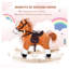 Cheval à bascule en bois et peluche avec sons réalistes pour enfants - Brun