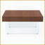 Table basse 31,5 po x 31,5 po en MDF d'aspect noyer avec pieds en verre trempé stable, facile à assembler