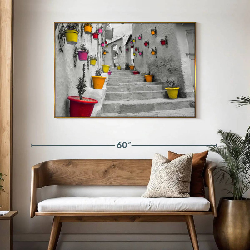 Escalier marocain Pop, 46 po x 31 po, Cadre flottant doré