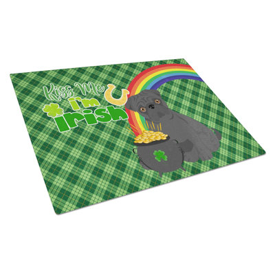 Black Pug St. Patrick's Day Tempered Glass Cutting Board – Decorative Large Size Chopping Board For Serving