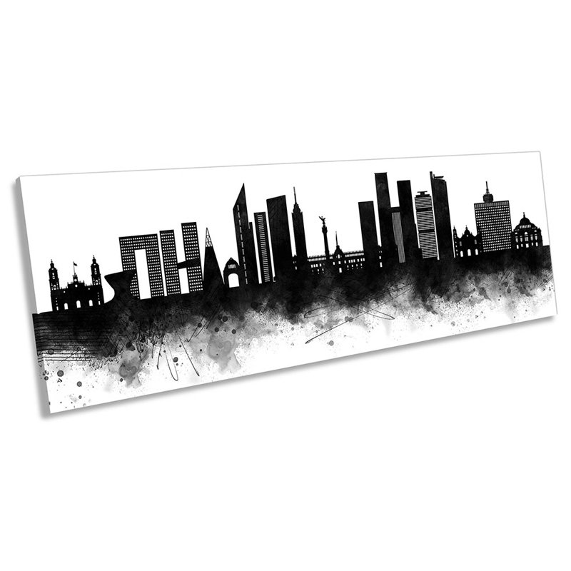 Mexico City City Skyline 1 Piece Panoramic Wall Art on Canvas, 30.48cm H x 91.44cm W x 2cm D