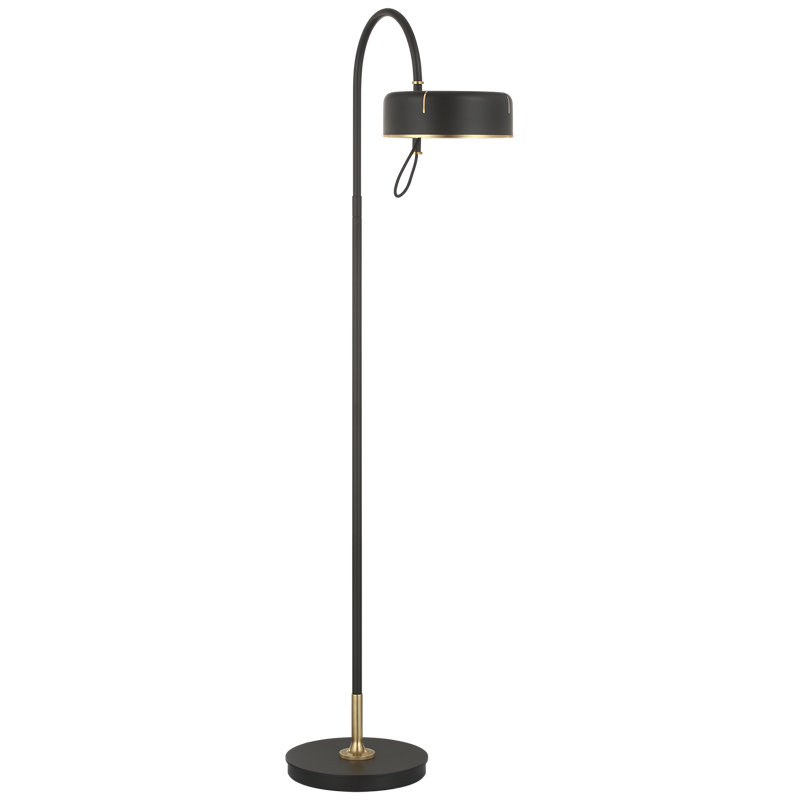 Thomas O'Brien Oso 58" Articulating Reading Floor Lamp with Modern Shade, Modern Iron/Hand-Rubbed Antique Brass, Iron