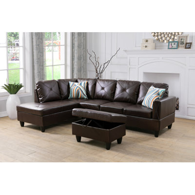 Faux Leather L-Shaped Sectional Left Hand Facing