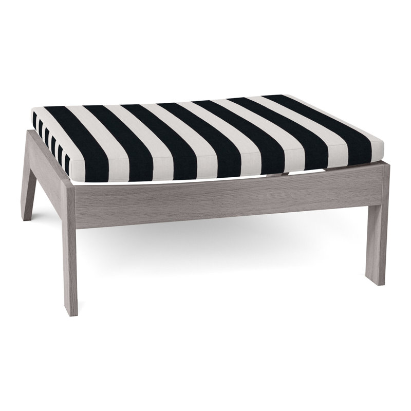 Repose-pieds Ashland en teck Adirondack - Huître, Pas de soudure, Huître teck, Sunbrella® ‑ Cabana à rayures minuit