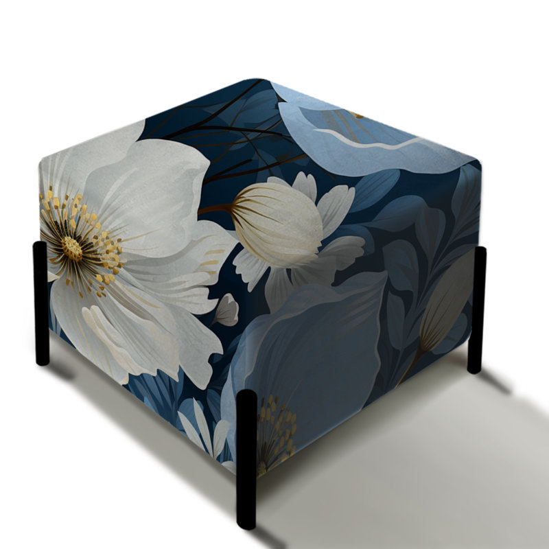 Repose-pieds blanc et bleu Meadow Serenity