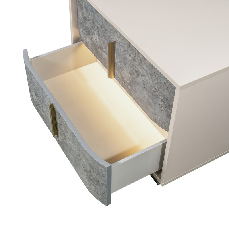 Pavira 2-Drawer Nightstand - Stone