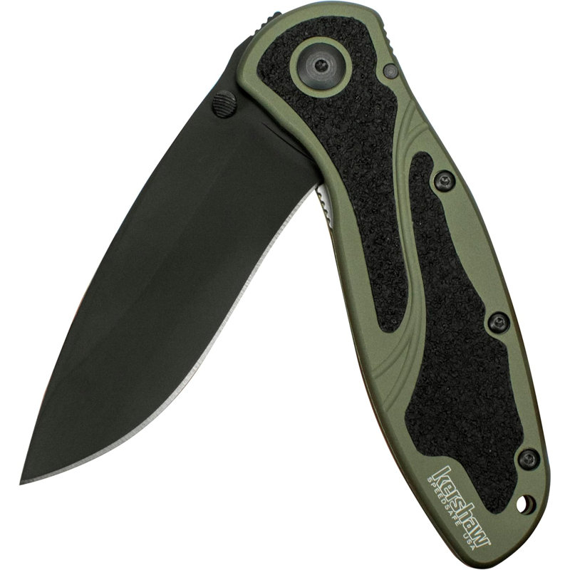 Kershaw Blur, couteau pliant dentelé, Noir, noir, noir, noir